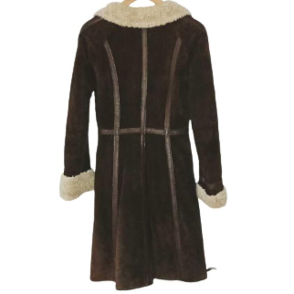 H&M H and S Women's Real Leather Long Sherpa Brown - Picture 3 of 5